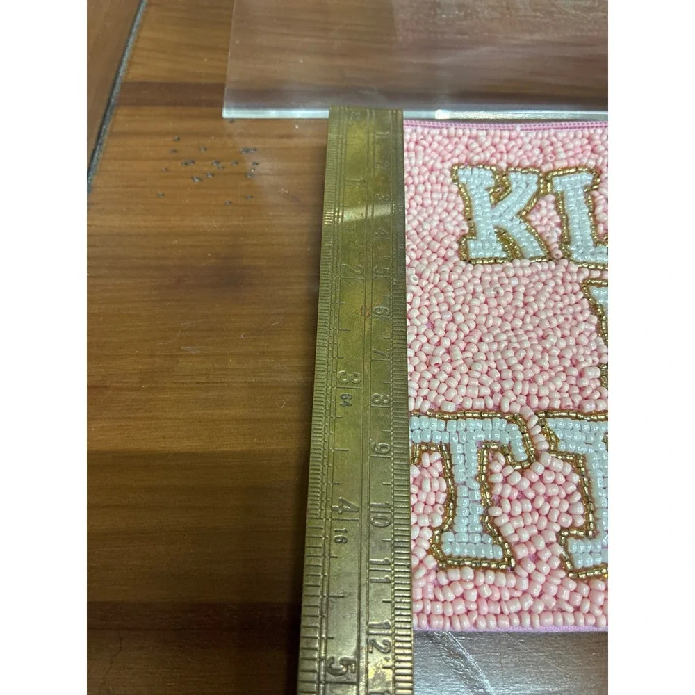 Shirdee Pink Beaded Kiss N Tell Cowboy Boots Coin Purse Zip Pouch Wallet